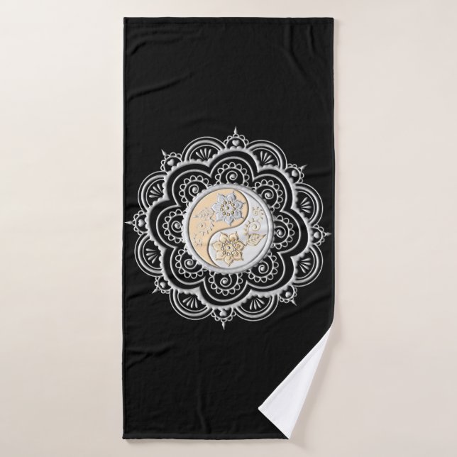 Mandala argent et or (Serviette de bain)