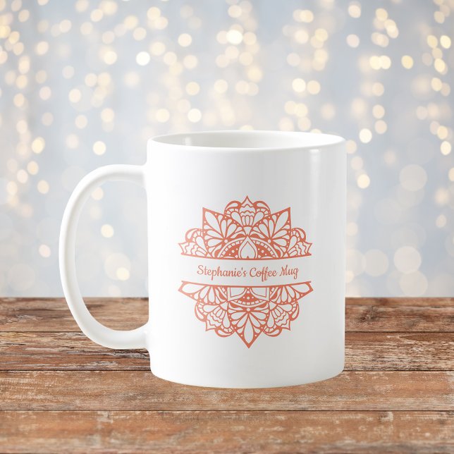Mandala Art Nom personnalisé Café Mug (Créateur téléchargé)