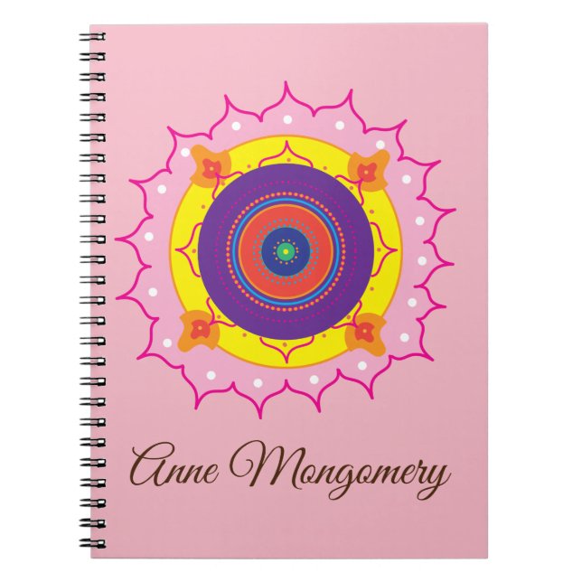 Mandala Art, Nom personnalisé Carnet spiral (Devant)