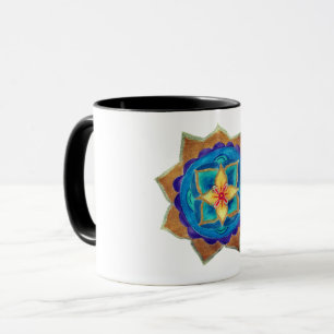 Mandala art peint en bleu Ringer Combo Mug