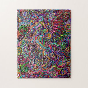 Mandala artistique licorne en puzzle difficile