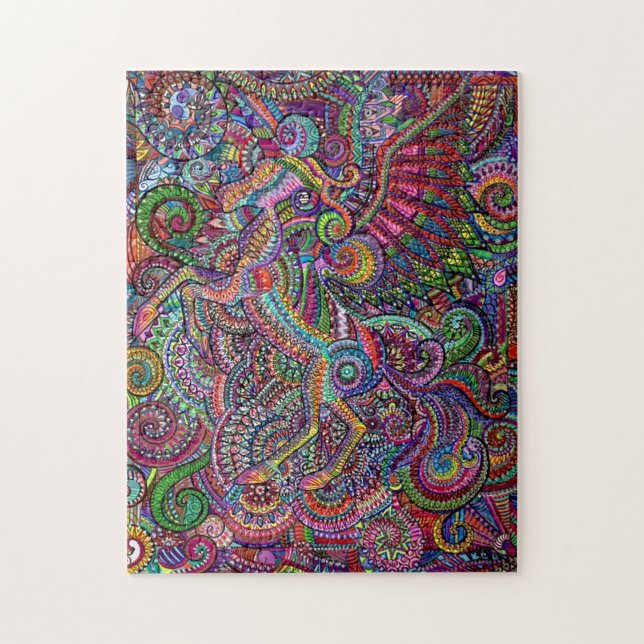 Mandala artistique licorne en puzzle difficile (Vertical)