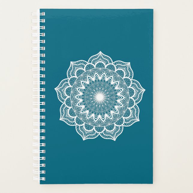 Mandala blanc sur fond bleu (Devant)
