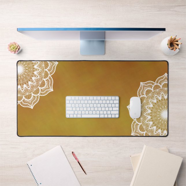 Mandala blanc sur fond doré (Bureau 1)