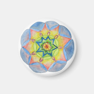Mandala bleu petit, 1 aimant rond de pouce de ¼