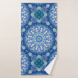 Mandala bleu vert peint à la main