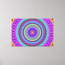 Mandala Blue Circles Stretted Canvas Impression