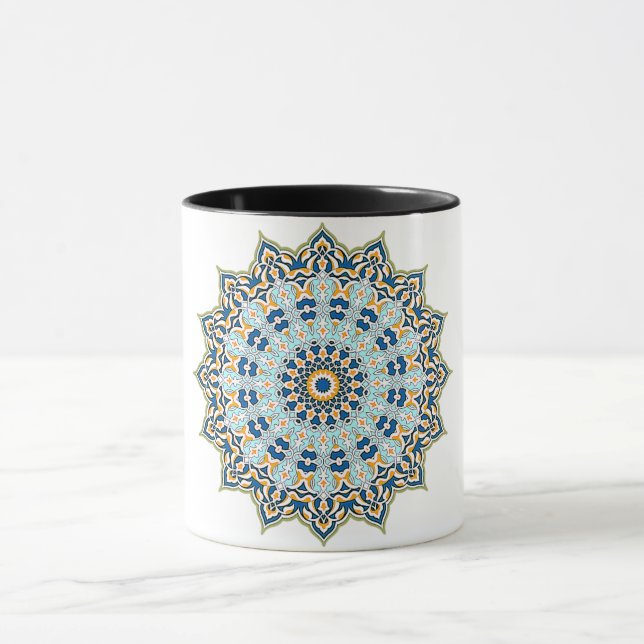 Mandala Blue et orange Mug (Centre)