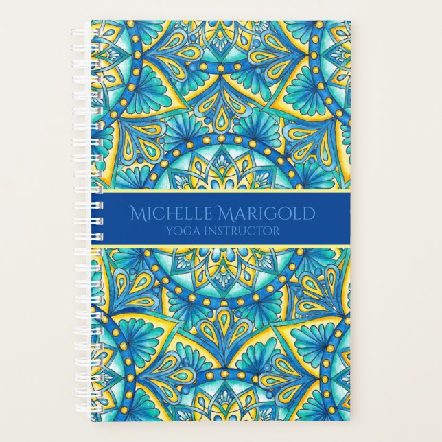Mandala Blue Floral Turquoise Motif Yoga (Devant)