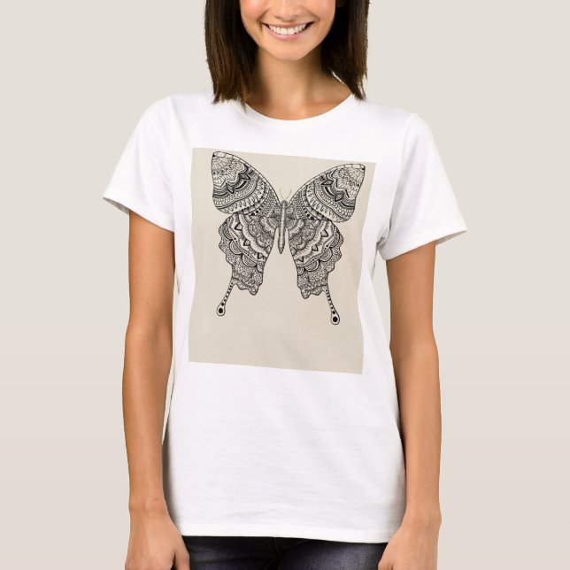 Mandala Butterfly T-Shirt – Boho Aesthetic Design (Devant)