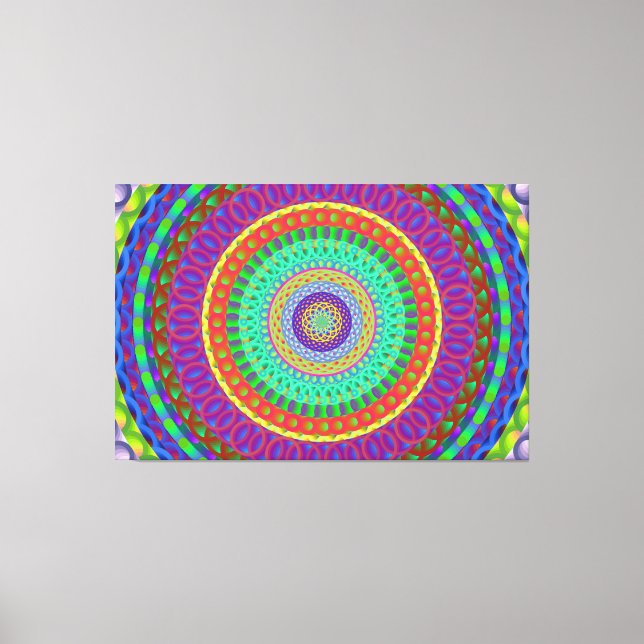 Mandala Circle Green Dots Étiquettes toile Impress (Recto)