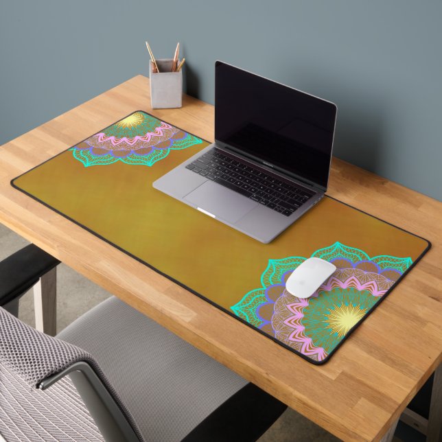 Mandala Coloré sur Fond Doré (Bureau 2)