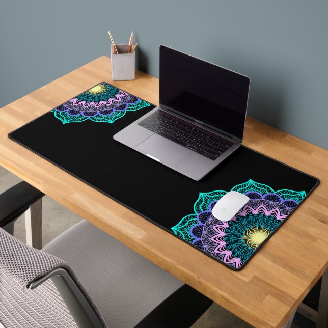 Mandala Coloré sur Fond Noir (Bureau 2)