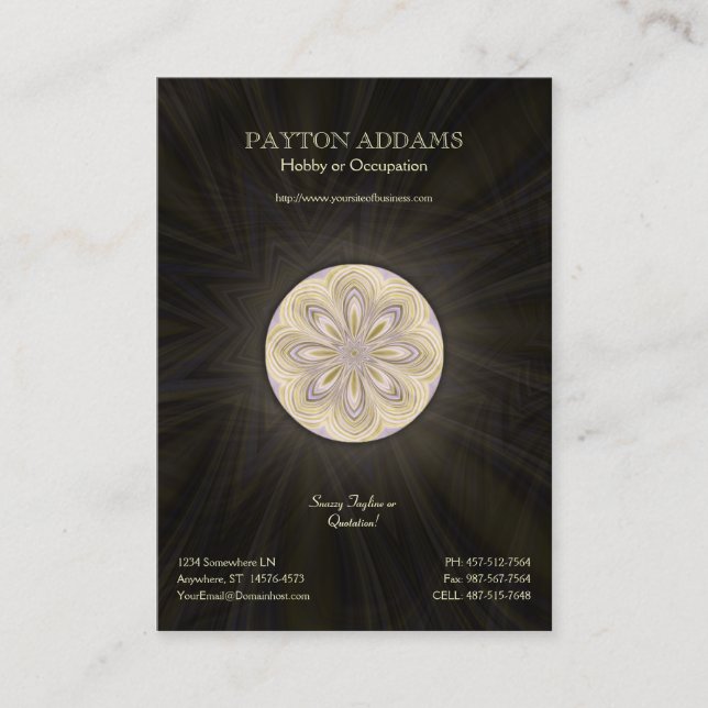 Mandala de affaiblissement d'or - carte de visite (Devant)