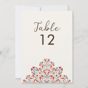 Mandala de délice floral Numéro de table de mariag