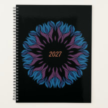 Mandala de fleurs en bleu et mauve