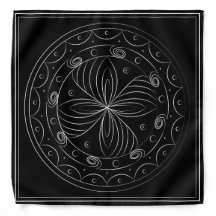 Mandala de fleurs Trypillian foulard en soie noire