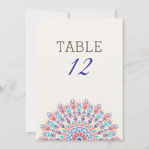 Mandala de mariage numéro de table en herbe sèche 