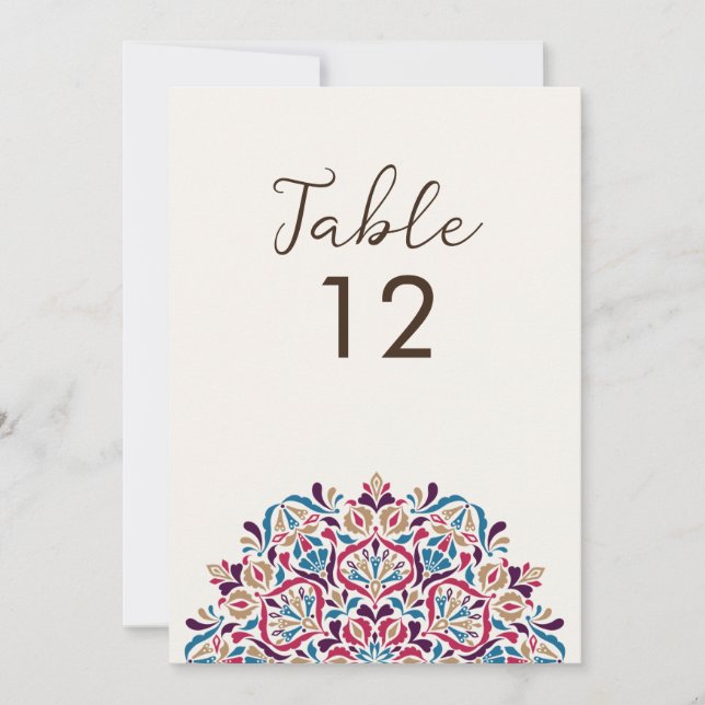 Mandala de mariage numéro de table Floral Delight (Devant)