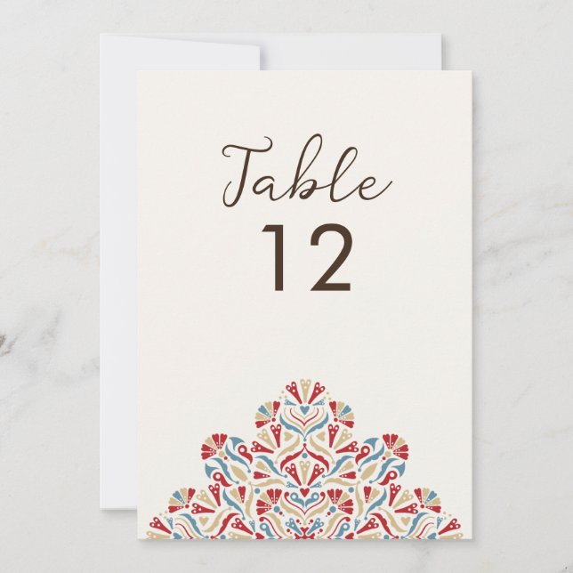 Mandala de mariage numéro de table Floral Delight (Devant)