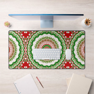 Mandala de Noël en rouge, vert et or chaud