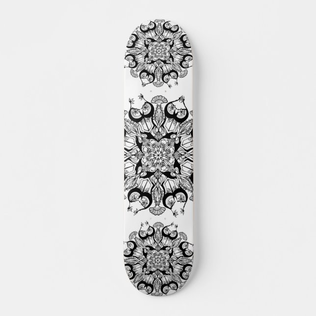 "Mandala" Design de skateboard noir et blanc (Devant)