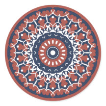 Mandala Design en rouge et bleu autocollant couleu