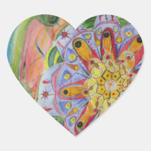 Mandala dessin Stickers Coeur, Glossy