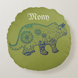 Mandala Dinosaur Art coussin rond