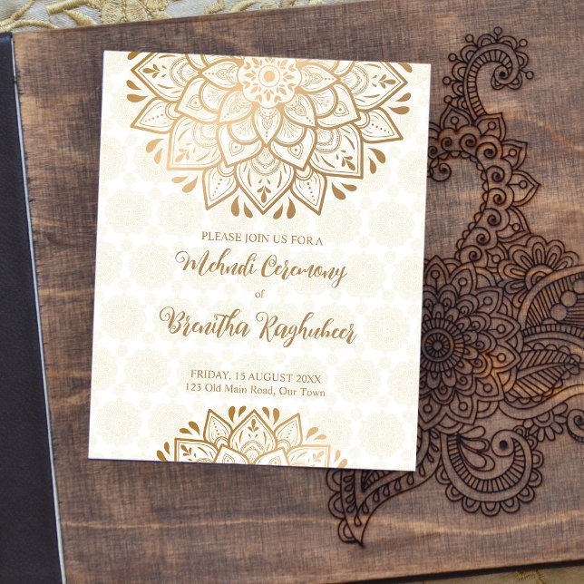 Mandala d'or Budget Mehndi Invitation (Créateur téléchargé)