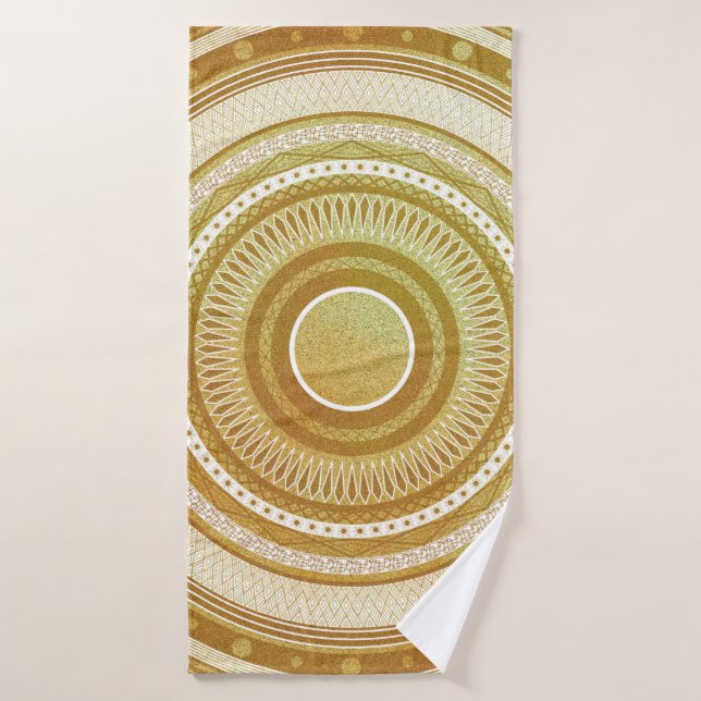 Mandala d'or et de paillettes (Serviette de bain)
