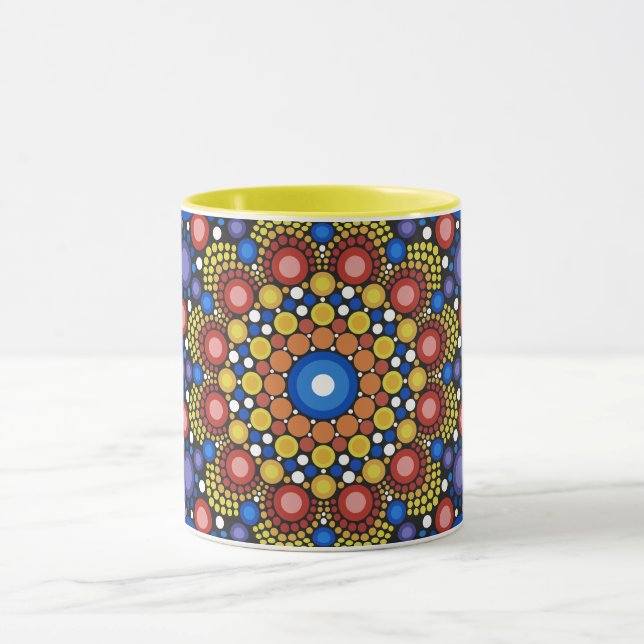 Mandala Dot Fractal Hippie Trippie Dog Mug (Centre)