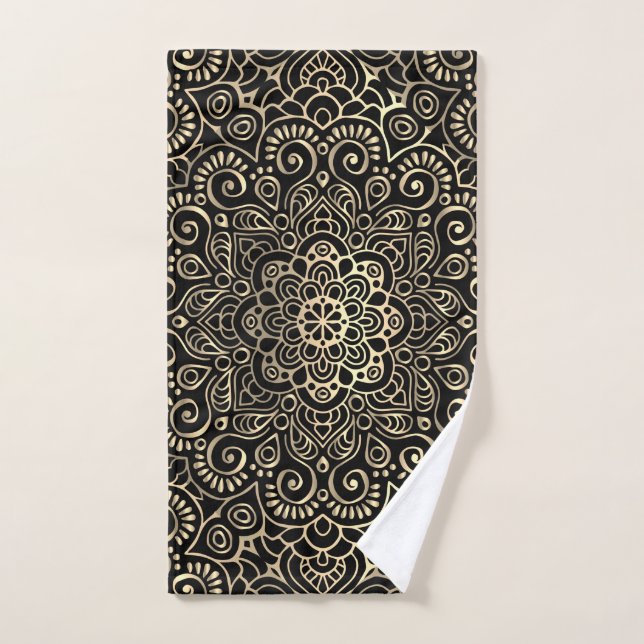 Mandala Élégant Chic Or (Serviette à main)