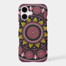 Mandala élégant rose et or, Fleur d'art pointillis