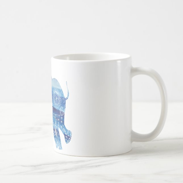 Mandala Elephant Art Blanc 325 ml Mug Classique (Droite)