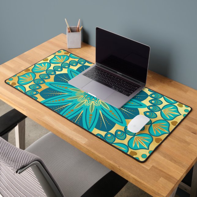Mandala Fleur d'Or Bleu (Bureau 2)