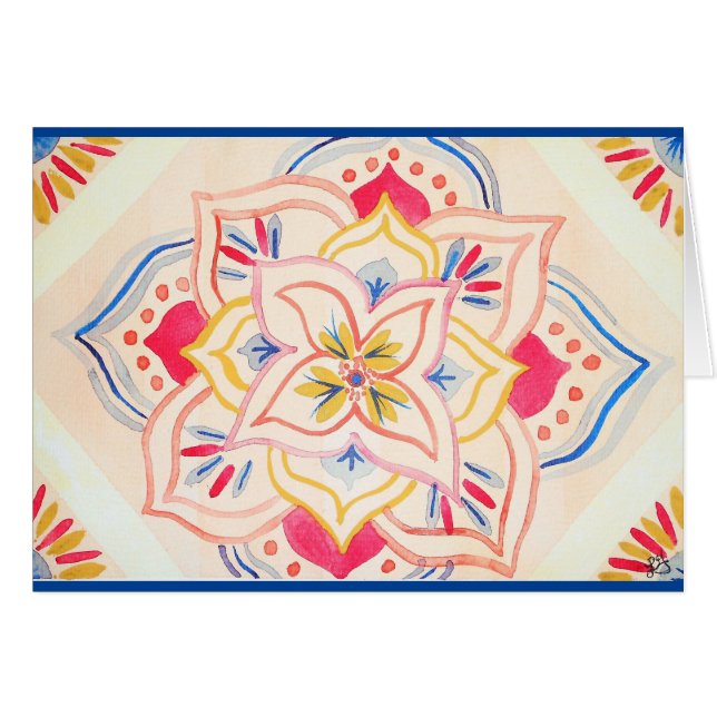 Mandala floral d'aquarelle abstraite (Devant horizontal)