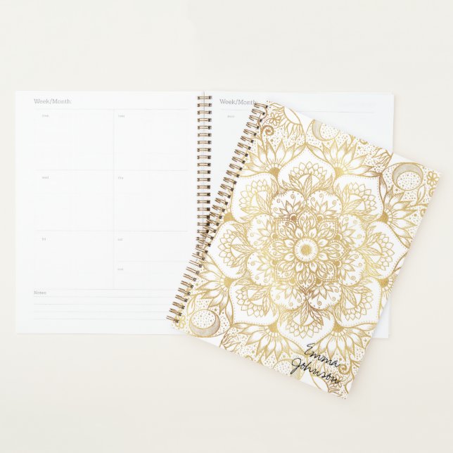 Mandala Floral Élégant en Or Blanc (Devant avec enveloppe)
