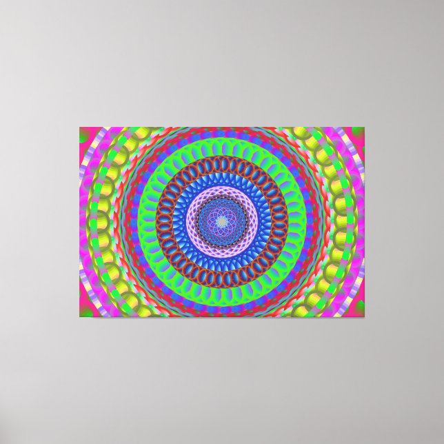 Mandala géométrique colorée toile étirée (Recto)