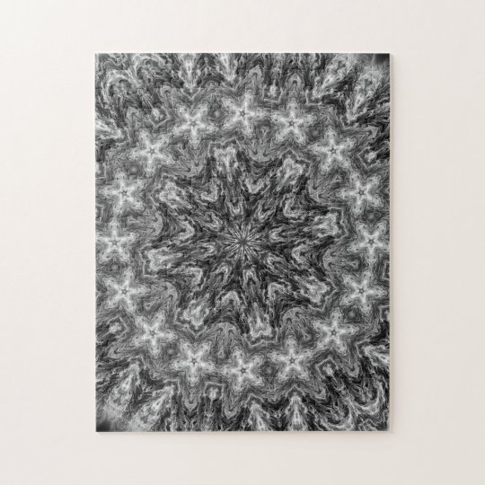 MANDALA GÉOMÉTRIQUE KALÉÏDOSCOPIQUE NOIR ET BLANC PUZZLE