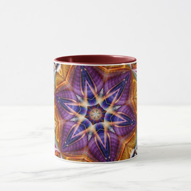 Mandala Géométrique Rosette Rétro Hippie Mug (Centre)