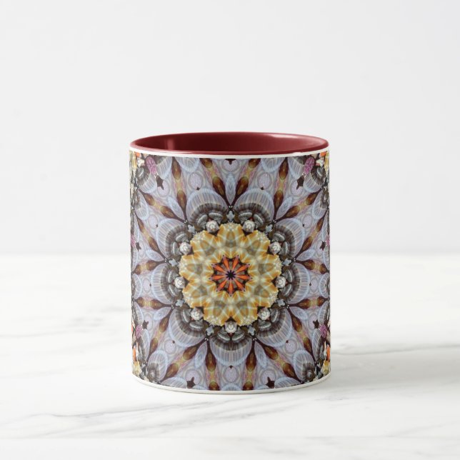 Mandala Géométrique Rosette Rétro Hippie Mug (Centre)