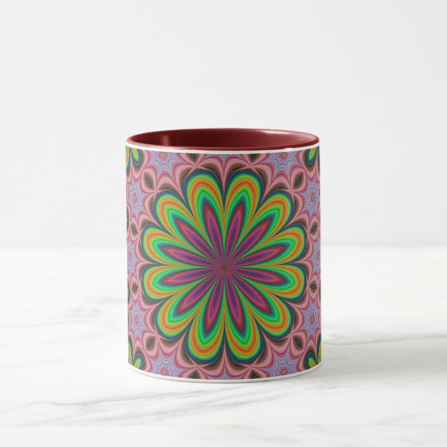 Mandala Géométrique Rosette Rétro Hippie Mug (Centre)