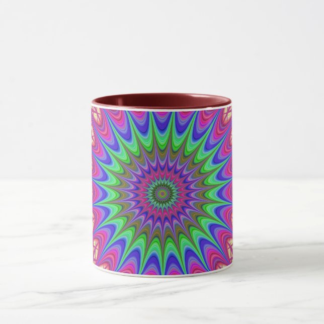 Mandala Geometry Psychedelic Retro Hippie Mug (Centre)