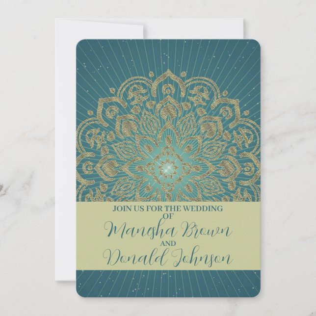 MANDALA Golden Rosette - Carte Faire-part de maria (Devant)