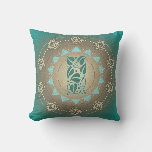 Mandala Green Beige - Coussin (Recto)