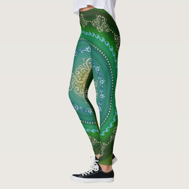 Mandala Green Blue - Leggings (Gauche)