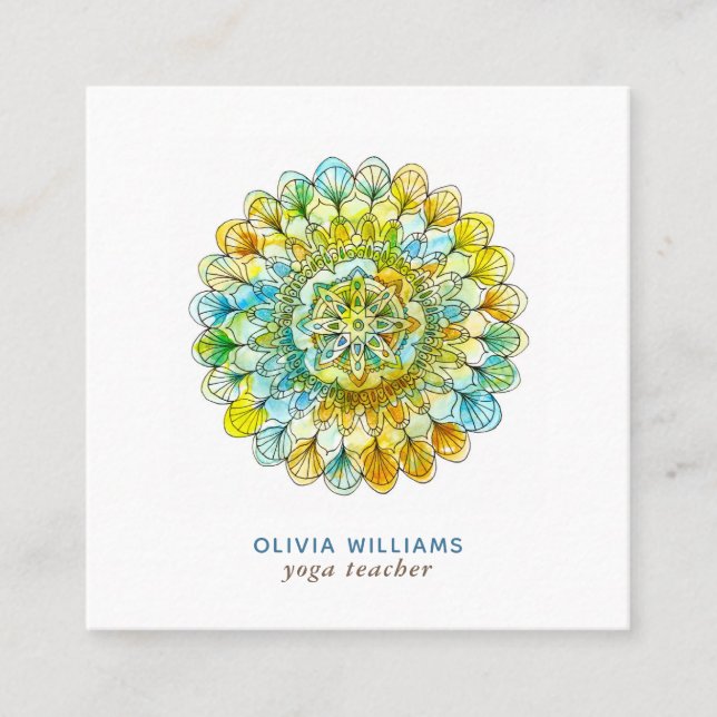 Mandala Green Yellow Carte de visite spirituel Yog (Devant)