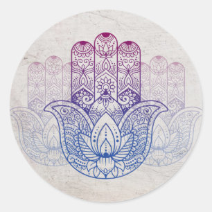 Mandala Henna   Sticker rond classique à main Lotu
