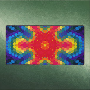 Mandala Hexagonal Rouge Jaune et Bleu